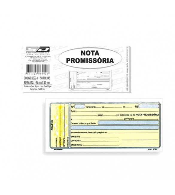Bloco Nota Promissoria Mini s/canhoto 50 f. Sao Domingos - Pacote com 2 blocos